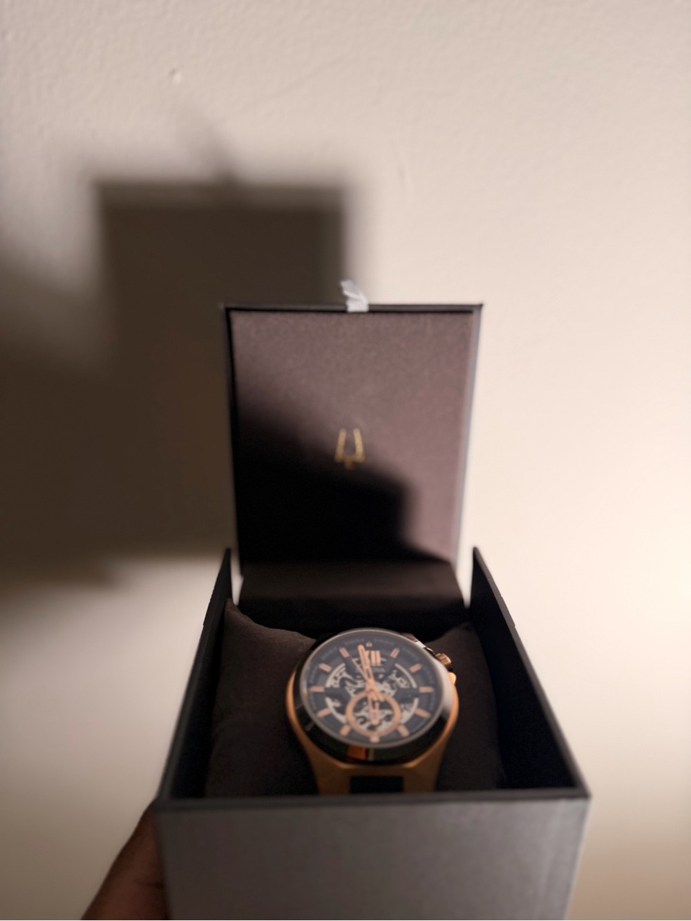 Men's Rose Gold Mechanical Wristwatch - Elegant Black Dial